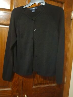 The Limited Black Women's 100% Silk Button-Front Cardigan
